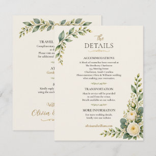 Elegante Hochzeitsdetails der Elfenbein-Rosengarte Begleitkarte