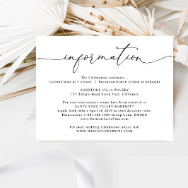 Elegante Hochzeitsdetails, Hochzeitsinformationen Begleitkarte