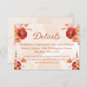 Elegante Hochzeitsdetails in Aquarellorange Begleitkarte (Vorne/Hinten)