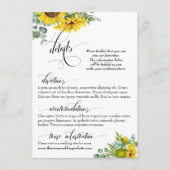 Elegante Hochzeitsdetails, Sonnenblumen und Eukaly Begleitkarte (Vorderseite)