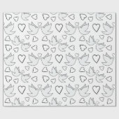 Elegante Hochzeitsdoves mit Herz-Weiß nahtlos Geschenkpapier (Flach)