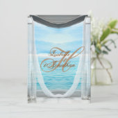 Elegante Hochzeitsdraht am Strand und Kupferkallig Einladung (Stehend Vorderseite)