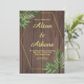 Elegante Hochzeitseinladung aus dem Holzbild Einladung (Stehend Vorderseite)