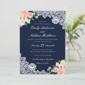 Elegante Hochzeitseinladung der Marine Einladung (Stehend Vorderseite)