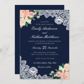 Elegante Hochzeitseinladung der Marine Einladung (Vorne/Hinten)