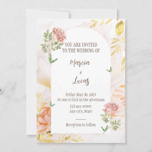 Elegante Hochzeitseinladung Einladung (Vorderseite)