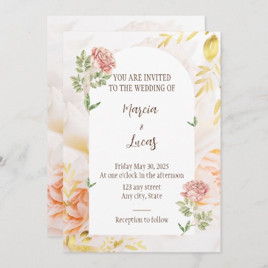 Elegante Hochzeitseinladung Einladung (Vorne/Hinten)