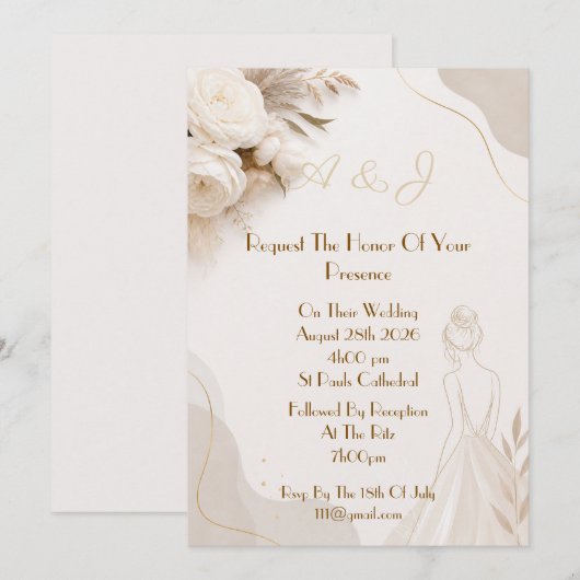 Elegante Hochzeitseinladung Einladung (Vorne/Hinten)