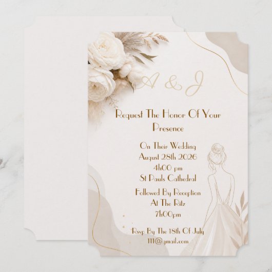 Elegante Hochzeitseinladung Einladung (Vorne/Hinten)