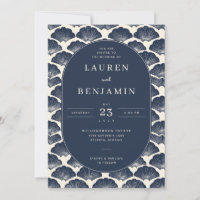 Elegante Hochzeitseinladung im Navy-Marine-Schneck