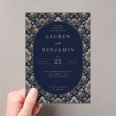Elegante Hochzeitseinladung in Gold und Marineblau Acryleinladungen (Insitu (Handheld))