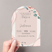 Elegante Hochzeitseinladung in rosa Farben mit Ros Acryleinladungen (Insitu (Handheld))