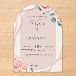 Elegante Hochzeitseinladung in rosa Farben mit Ros Acryleinladungen