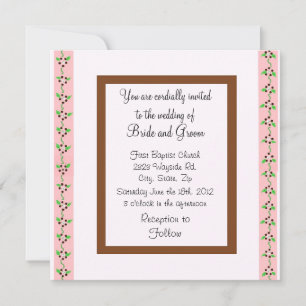 Elegante Hochzeitseinladung in Rosa und Schokolade Einladung