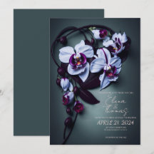 Elegante Hochzeitseinladung mit Dark Lila Orchid