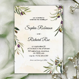 Elegante Hochzeitseinladung mit floraler Olive Einladung