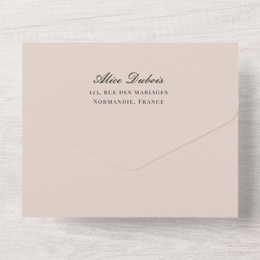 Elegante Hochzeitseinladung mit Foto und Code All In One Einladung (Rückseite)