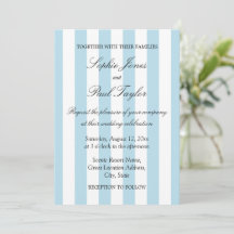 Elegante Hochzeitseinladung mit hellblauen Streife