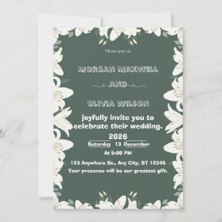 Elegante Hochzeitseinladung mit Lilien-Randgestalt Einladung