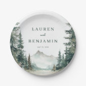 Elegante Hochzeitseinladung mit Naturinspiration Pappteller (Vorderseite)