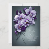 Elegante Hochzeitseinladung mit Orchideen. Einladung (Vorderseite)