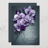 Elegante Hochzeitseinladung mit Orchideen. Einladung (Vorne/Hinten)