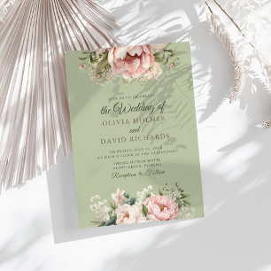 Elegante Hochzeitseinladung mit Pfingstrose im san Einladung