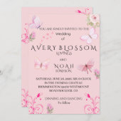 Elegante Hochzeitseinladung mit rosa Schmetterling Einladung (Vorne/Hinten)