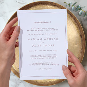 Elegante Hochzeitseinladung mit Rosen-Gold-Randges Einladung