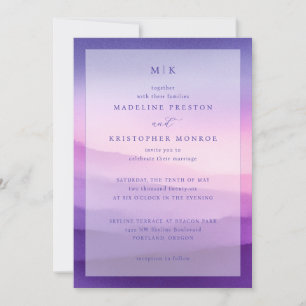 Elegante Hochzeitseinladung mit violettem Farbverl Einladung