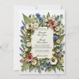 Elegante Hochzeitseinladung mit Wildblumengarten Einladung