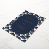 Elegante Hochzeitseinladung Navy Seashell Folieneinladung (Gedreht)