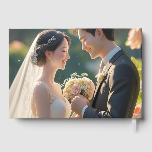 Elegante Hochzeitseinladung - Romantische Braut Gästebuch (Rückseite)