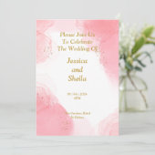 Elegante Hochzeitseinladung, rosa Aquarell Einladung (Stehend Vorderseite)