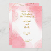 Elegante Hochzeitseinladung, rosa Aquarell Einladung (Vorne/Hinten)