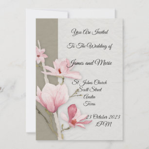 Elegante Hochzeitseinladung, rosa Magnolie Einladung