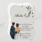 Elegante Hochzeitseinladung Save The Date (Vorne/Hinten)