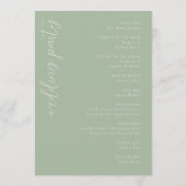 Elegante Hochzeitseinladungen in Salbeigrün Programm (Rückseite)