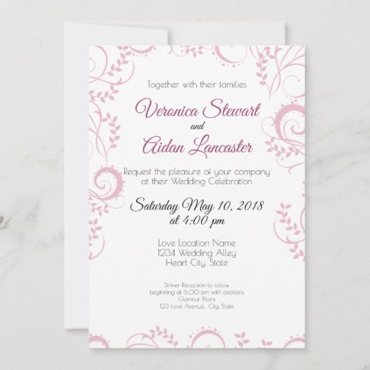 Elegante Hochzeitsempfehlung Einladung (Rückseite)