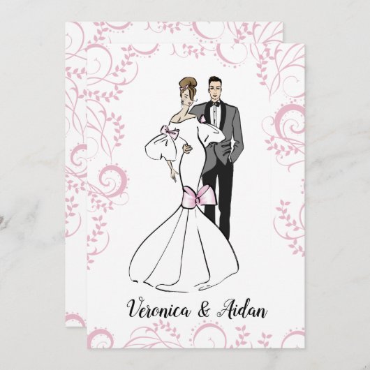 Elegante Hochzeitsempfehlung Einladung (Vorne/Hinten)