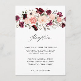 Elegante Hochzeitsempfehlung für Burgund Blush Begleitkarte