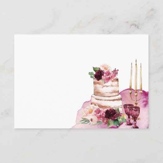 Elegante Hochzeitsempfehlung in Burgund Rosa Begleitkarte (Rückseite)