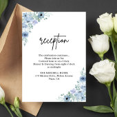 Elegante Hochzeitsempfehlung mit Blauer Flora Begleitkarte
