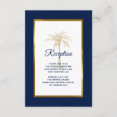 Elegante Hochzeitsempfehlung mit Blue Gold Palm Tr Begleitkarte (Vorderseite)