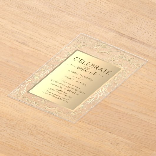 Elegante Hochzeitsempfehlung mit Gold Acryleinladungen (Ablage )