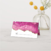 Elegante Hochzeitsempfehlung mit Gold & Pink Agate Platzkarte (Rückseite)
