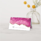 Elegante Hochzeitsempfehlung mit Gold & Pink Agate Platzkarte (Vorderseite)
