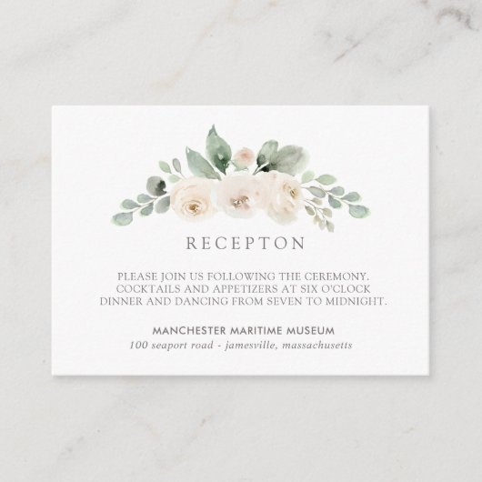 Elegante Hochzeitsempfehlung mit weißer Blüte Begleitkarte (Vorderseite)