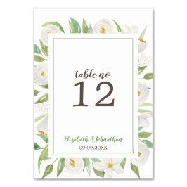 Elegante Hochzeitsempfehlung mit weißer Flora Tischnummer