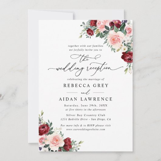 Elegante Hochzeitsempfehlung nur Einladung (Vorderseite)